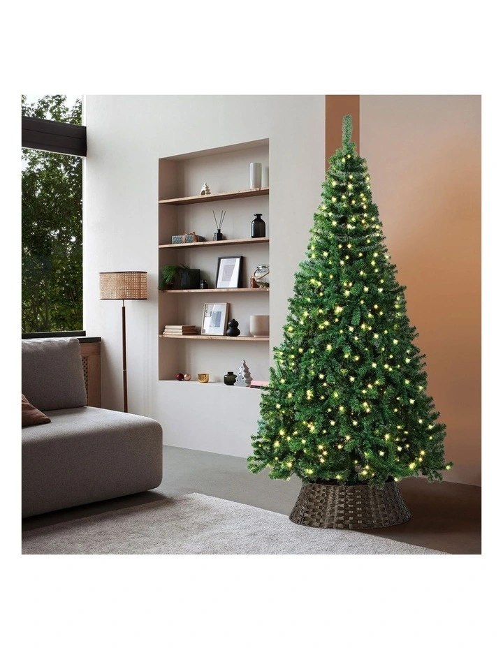 Tinseltown LED Christmas Tree 2.1M 7FT with Rattan Tree Skirt Warm Light Green image 4