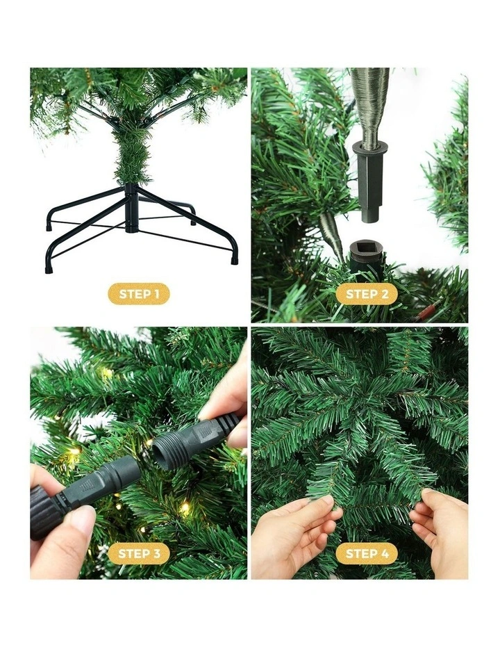Tinseltown LED Christmas Tree 2.1M 7FT with Rattan Tree Skirt Warm Light Green image 6