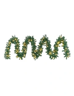 Tinseltown 10M LED Pre Lit Christmas Garland Door Stairs Fireplace Decor Green