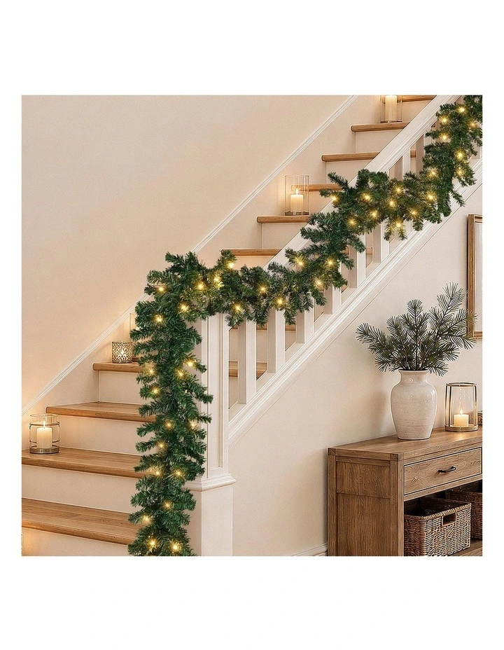 Tinseltown 10M LED Pre Lit Christmas Garland Door Stairs Fireplace Decor Green image 4