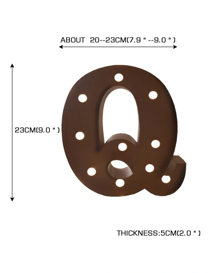 Traderight Group LED Metal Letter Lights Free Standing Hanging Marquee Event Party Decor Letter Q image 2