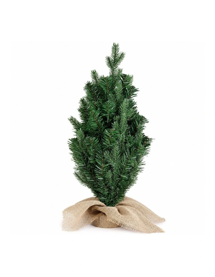 Santaco Christmas Tree 63cm Mini Xmas Tree 75 PVC Branches PVC Burlap Green image 2
