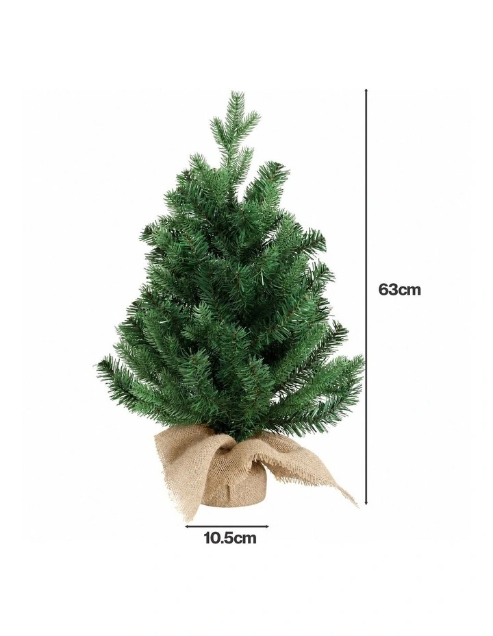 Santaco Christmas Tree 63cm Mini Xmas Tree 75 PVC Branches PVC Burlap Green image 3