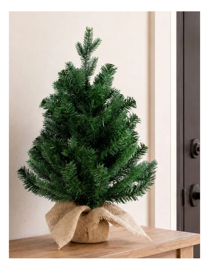 Santaco Christmas Tree 63cm Mini Xmas Tree 75 PVC Branches PVC Burlap Green image 4