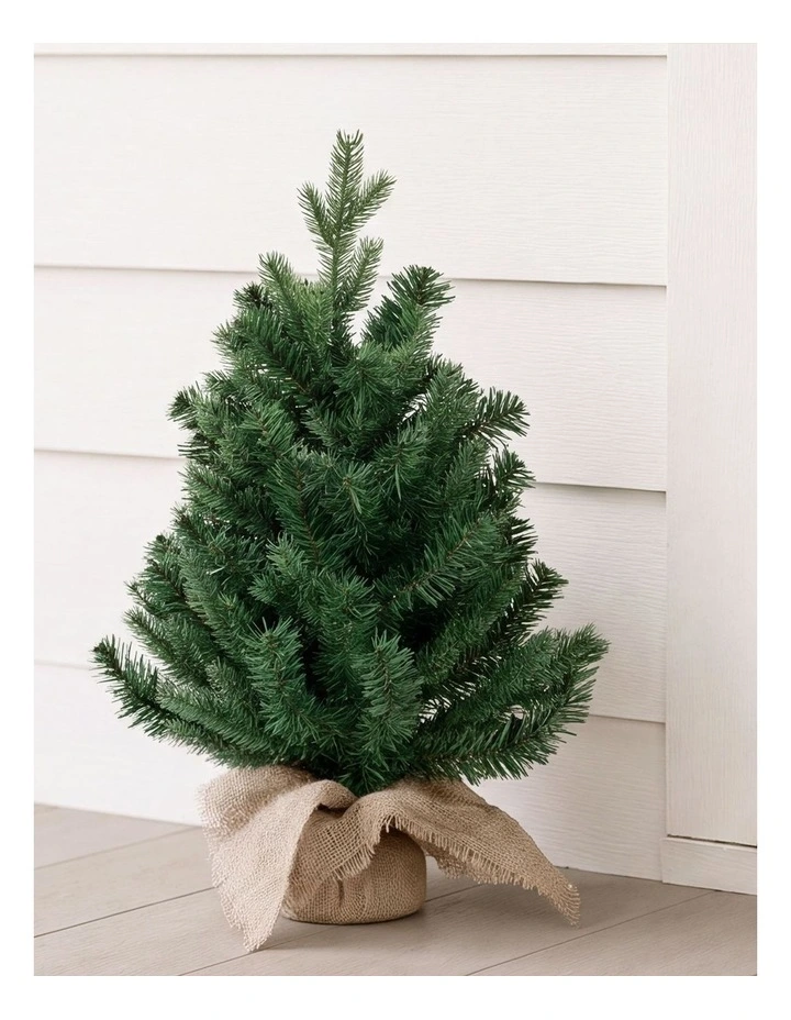 Santaco Christmas Tree 63cm Mini Xmas Tree 75 PVC Branches PVC Burlap Green image 5