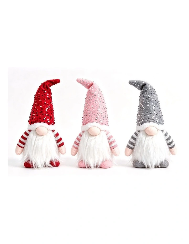 Jingle Jollys Christmas Gnomes Light Up Christmas Decorations Plush Goblin Set of 3 Warm White image 3