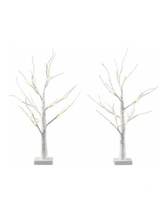 Jingle Jollys Lighted Branch Tree Christmas Decorations Warm White Christmas Lights 2 Pack 60cm