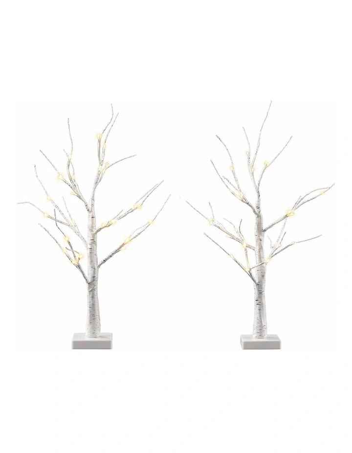 Jingle Jollys Lighted Branch Tree Christmas Decorations Warm White Christmas Lights 2 Pack 60cm image 1