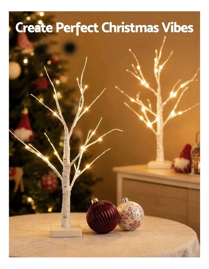 Jingle Jollys Lighted Branch Tree Christmas Decorations Warm White Christmas Lights 2 Pack 60cm image 4