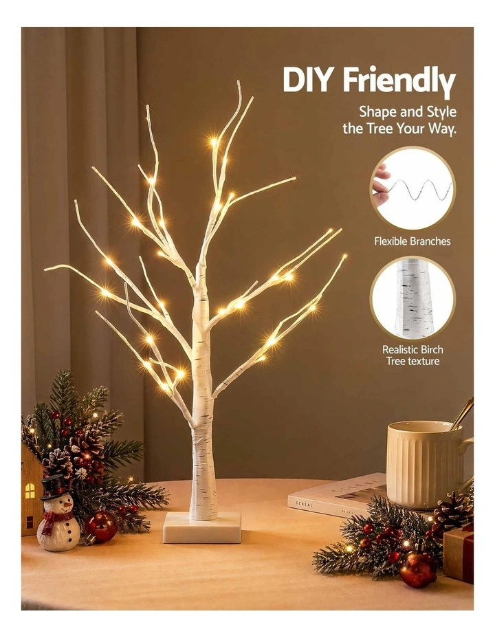Jingle Jollys Lighted Branch Tree Christmas Decorations Warm White Christmas Lights 2 Pack 60cm image 5