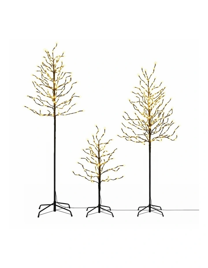 Jingle Jollys 3 Pack LED Christmas Tree Lighted Birch Tree Indoor Outdoor Xmas Decor Warm White image 1