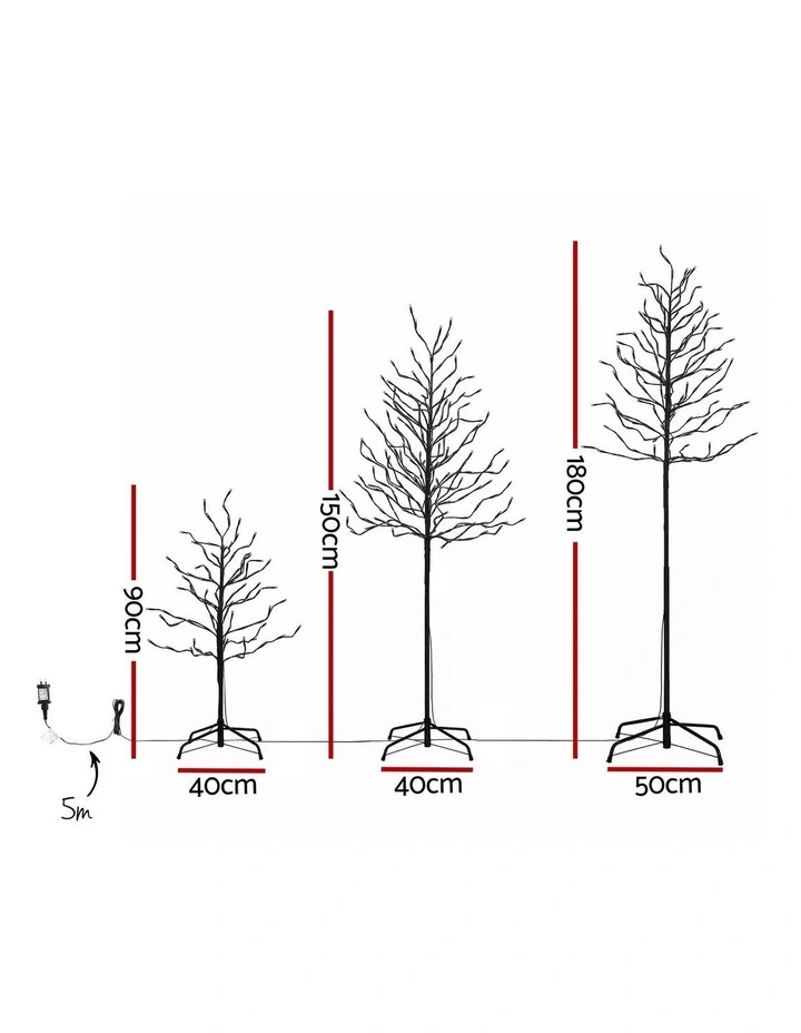 Jingle Jollys 3 Pack LED Christmas Tree Lighted Birch Tree Indoor Outdoor Xmas Decor Warm White image 2