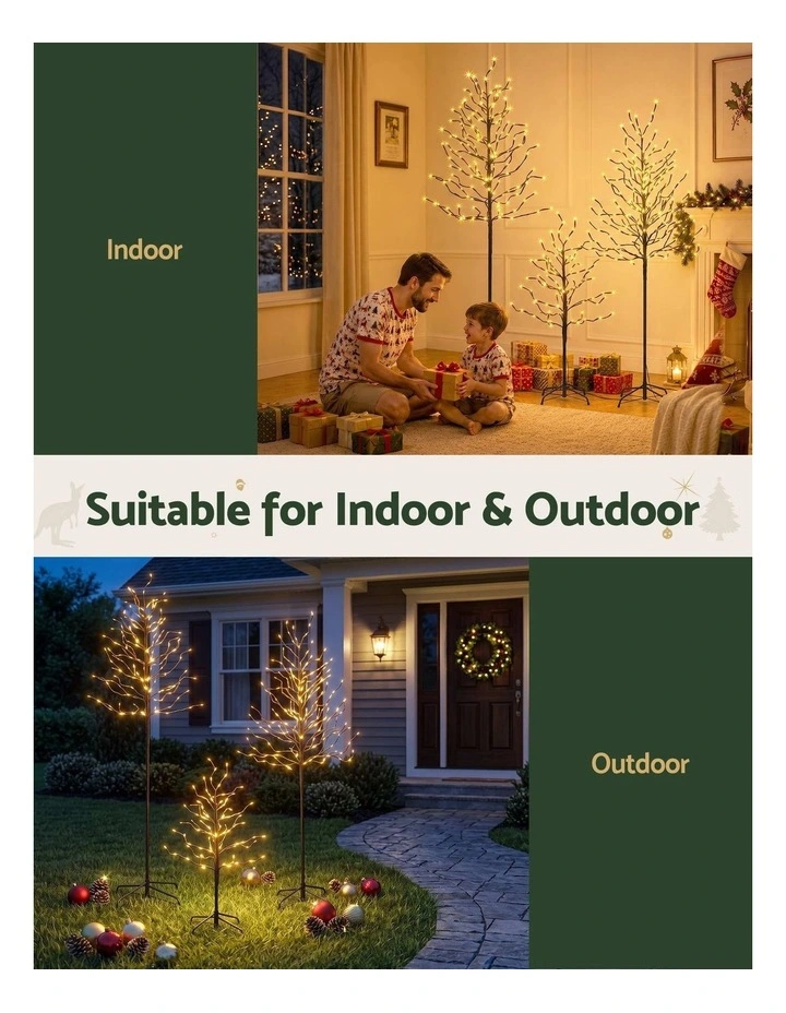 Jingle Jollys 3 Pack LED Christmas Tree Lighted Birch Tree Indoor Outdoor Xmas Decor Warm White image 5