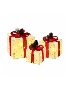 Jingle Jollys Christmas Decorations 3PC Lighted Gift Boxes Christmas Lights