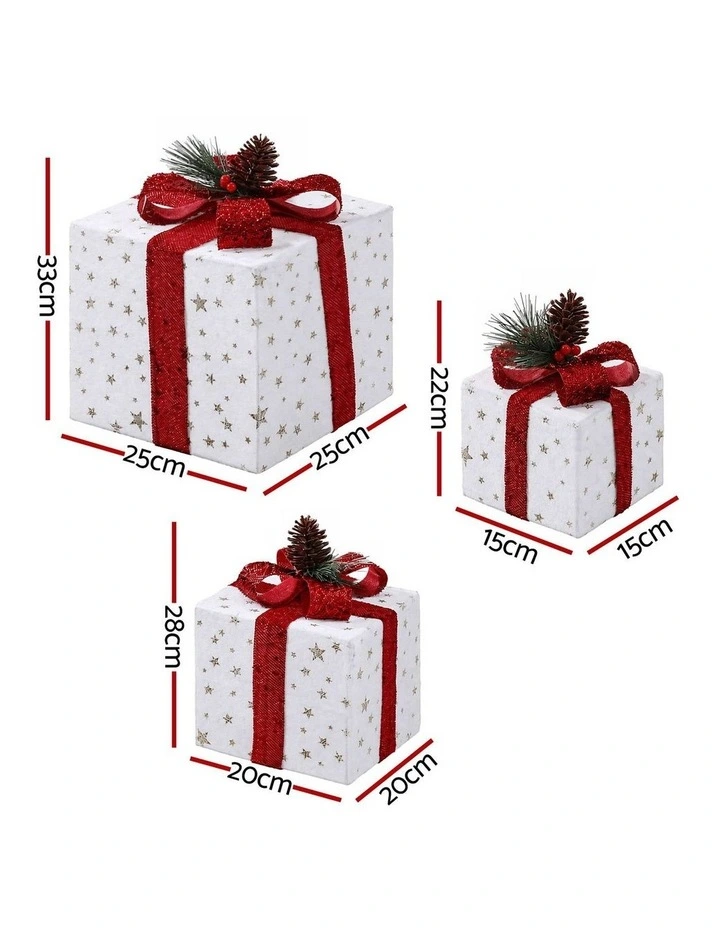 Jingle Jollys Christmas Decorations 3PC Lighted Gift Boxes Christmas Lights image 2