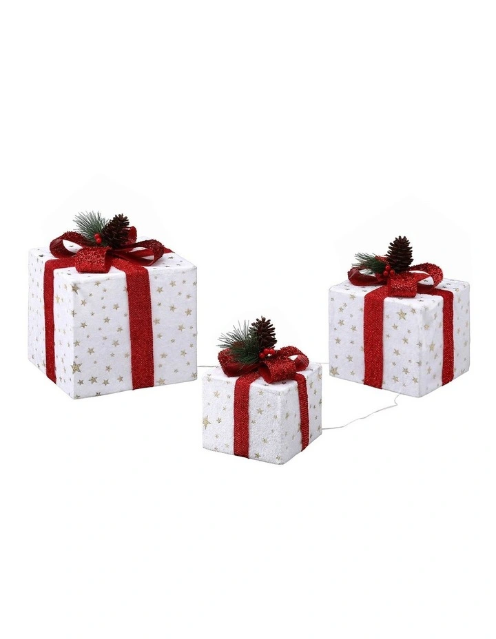 Jingle Jollys Christmas Decorations 3PC Lighted Gift Boxes Christmas Lights image 3