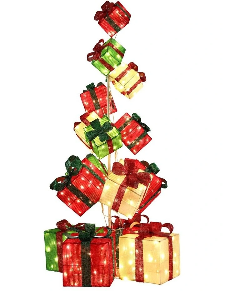 Jingle Jollys Christmas Decorations Lighted Gift Box Tower Christmas Lights Stackable 170cm image 1
