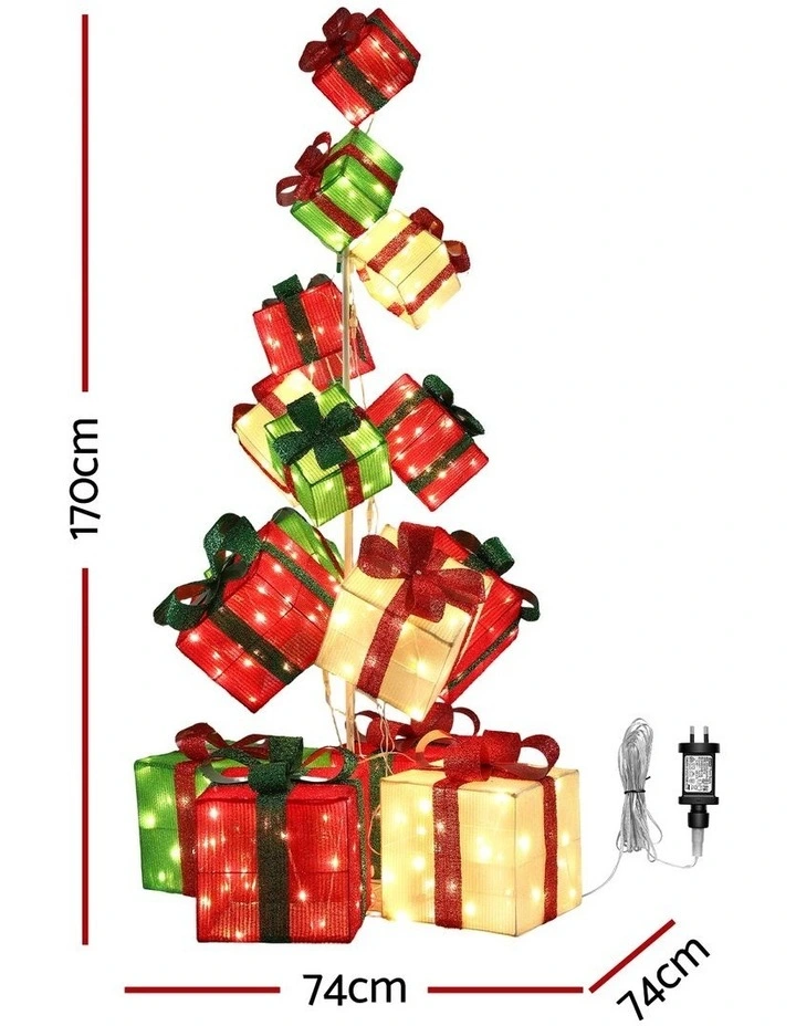 Jingle Jollys Christmas Decorations Lighted Gift Box Tower Christmas Lights Stackable 170cm image 2