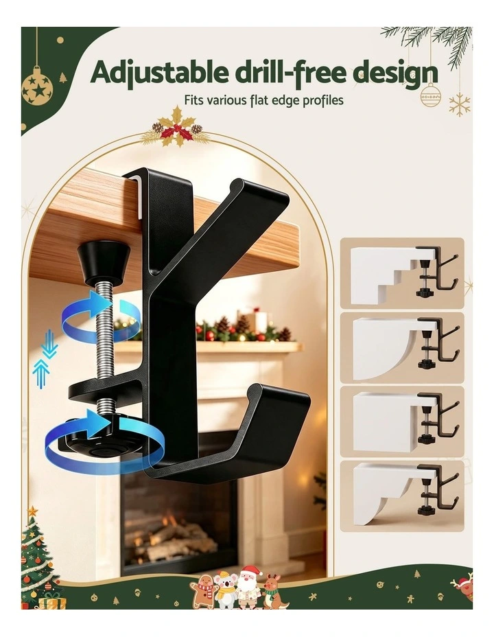 Jingle Jollys Christmas Garland Hangers X4 Stocking Hooks Wreath 2-In-1 No Drill image 4