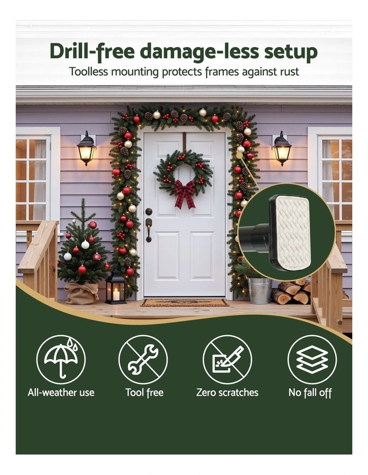 Jingle Jollys Christmas Garland Hook Hanger Wreath Fits 85-125CM Door No Drill image 4