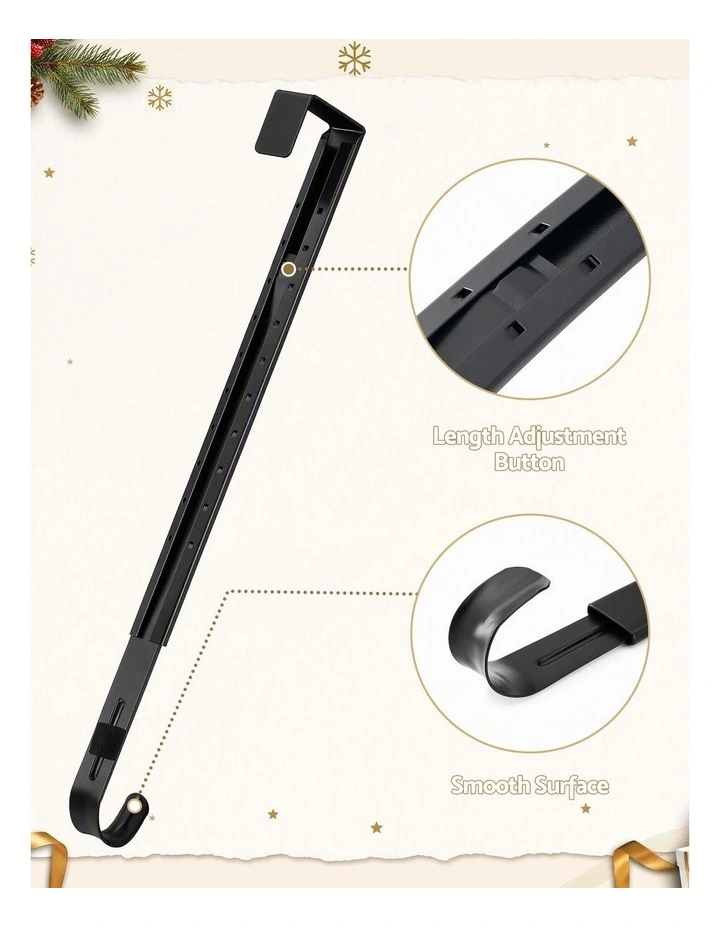 Jingle Jollys Christmas Wreath Hanger Metal Door Hook Height Adjustable image 5