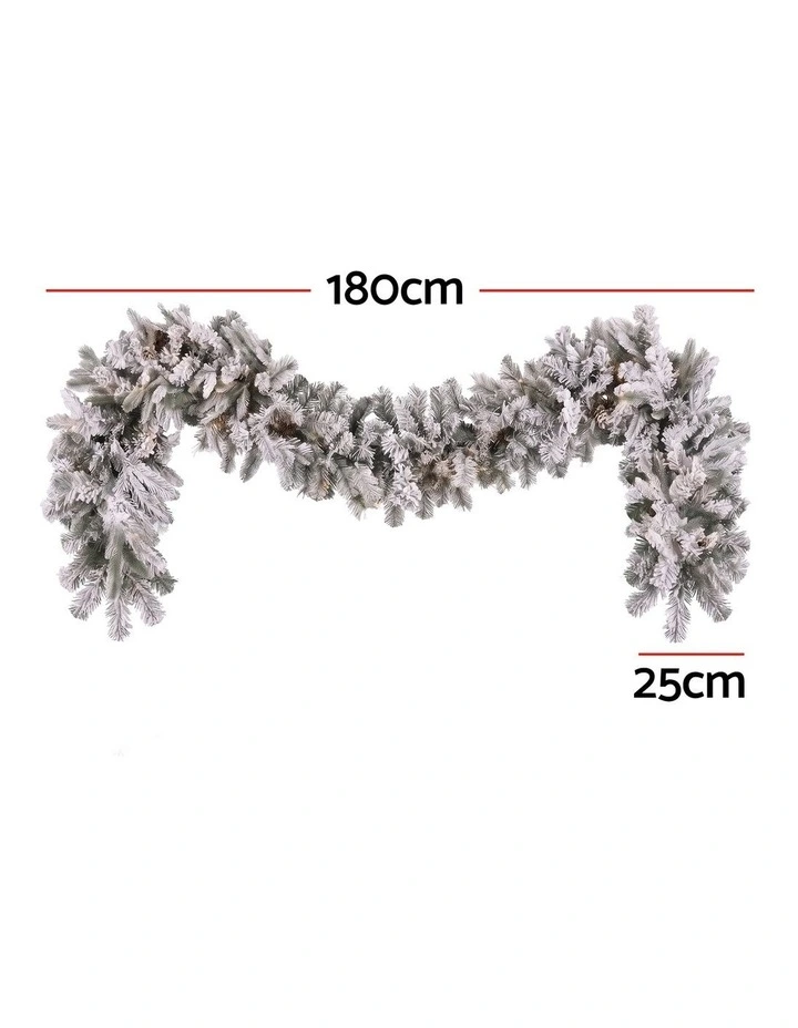 Jingle Jollys 1.8M Christmas Garland 8 Mode LED Snow Frosted Tips Auto Timing image 2