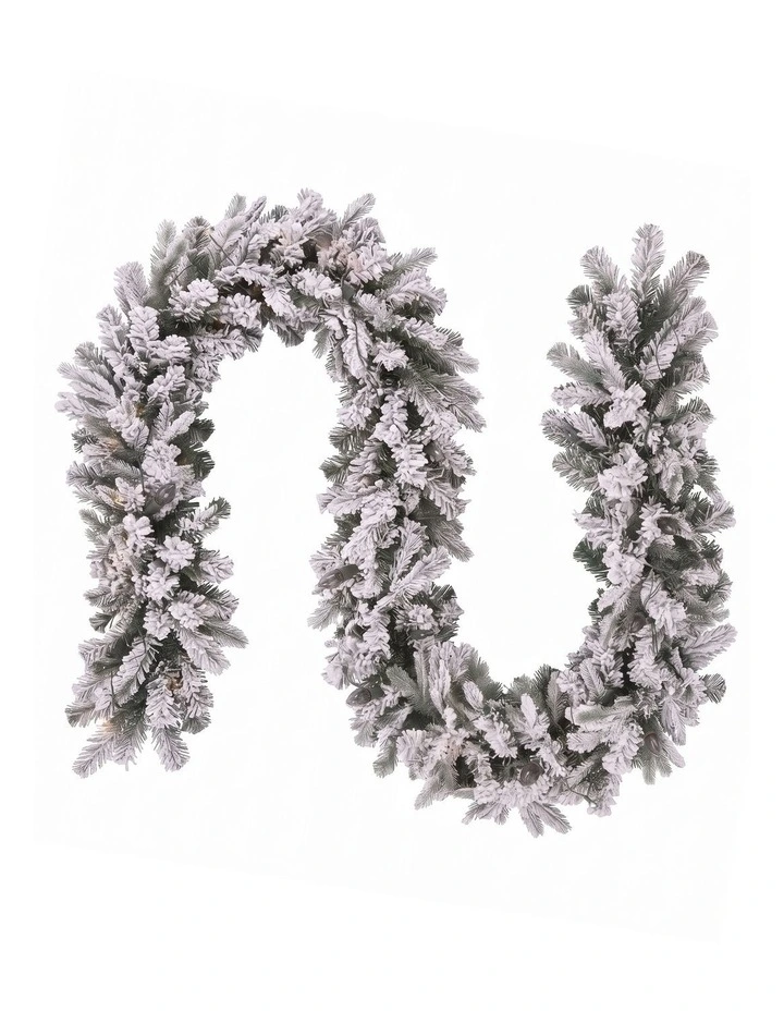 Jingle Jollys 1.8M Christmas Garland 8 Mode LED Snow Frosted Tips Auto Timing image 3