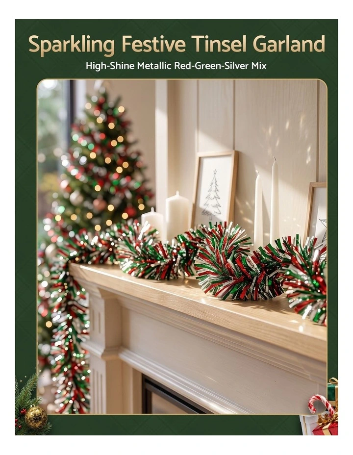 Jingle Jollys 20M Christmas Tinsel Garland Mixed Colors Xmas Party Decoration image 4