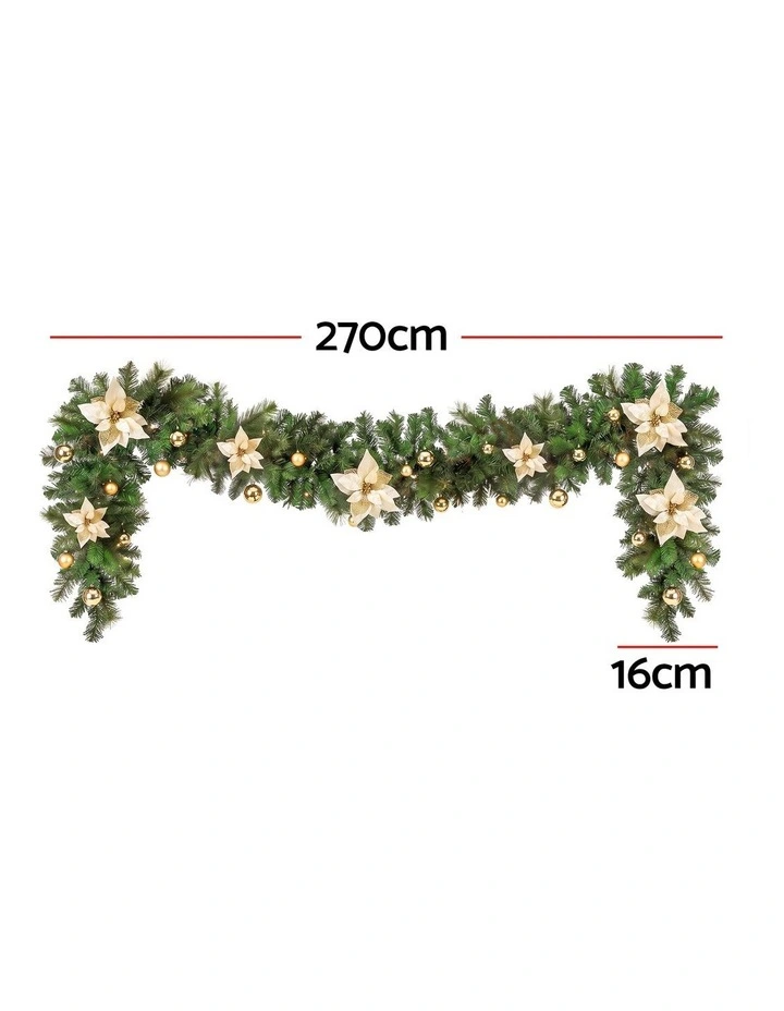 Jingle Jollys 2.7M Christmas Garland 8 Mode LEDs Timing 200 Tips Flowers Balls image 2