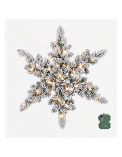 Jingle Jollys 60cm Flocked Snowflake Christmas Wreath Garland Pre-Lit 40 LED Light Decor