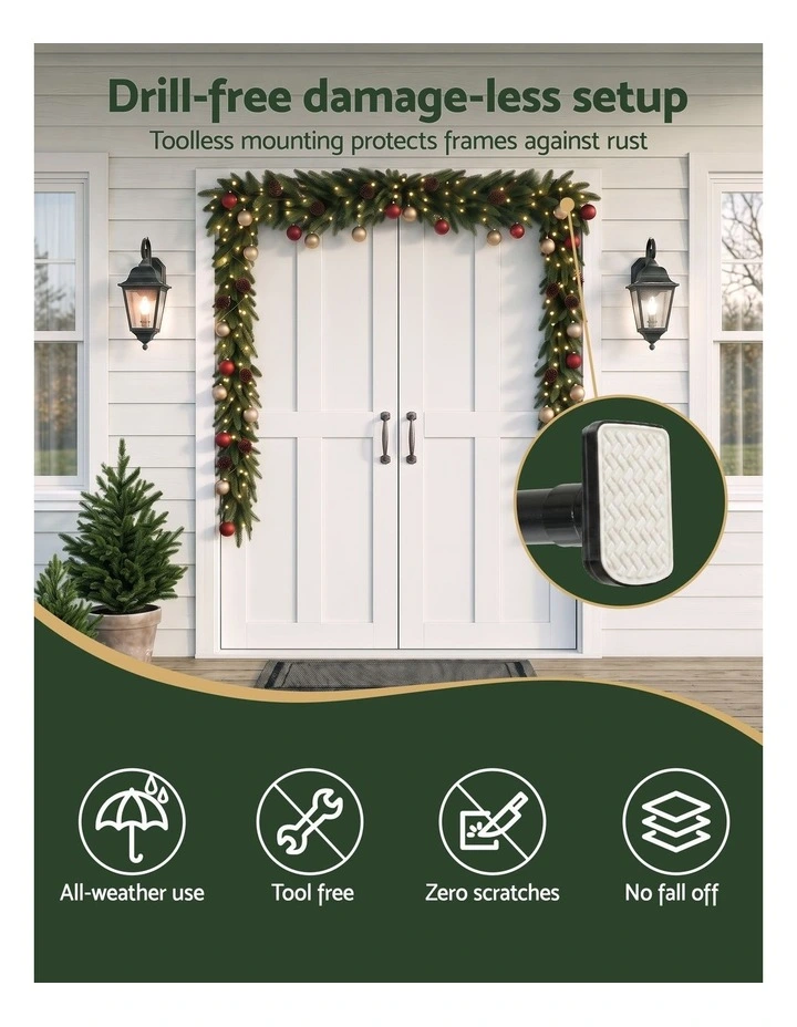 Jingle Jollys Christmas Garland Hook Wreath Hanger Fits 85-160CM Door No Drill image 4
