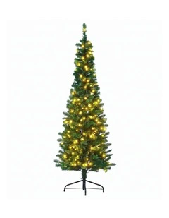 Jingle Jollys 2.4m Pre-Lit Christmas Tree Slim Pencil Xmas Tree Corner Tree