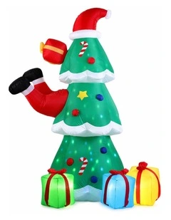 Jingle Jollys Christmas Inflatable Santa Tree 2.5M Height Flashing Light Decorations Illuminated