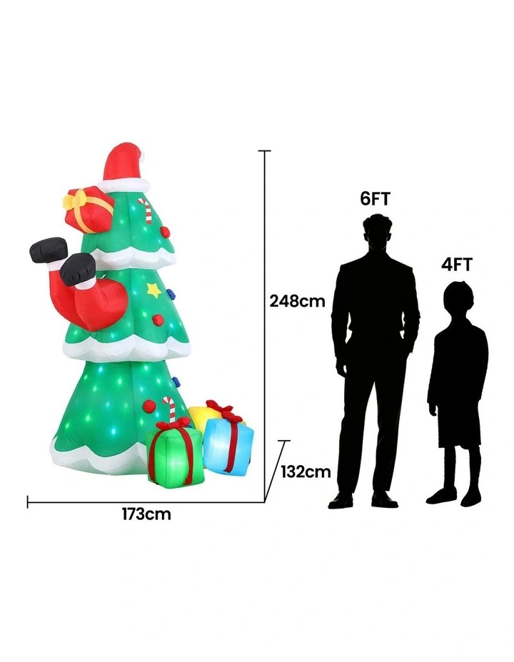 Jingle Jollys Christmas Inflatable Santa Tree 2.5M Height Flashing Light Decorations Illuminated image 2