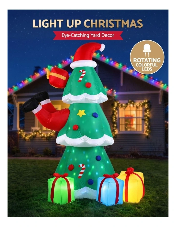 Jingle Jollys Christmas Inflatable Santa Tree 2.5M Height Flashing Light Decorations Illuminated image 4