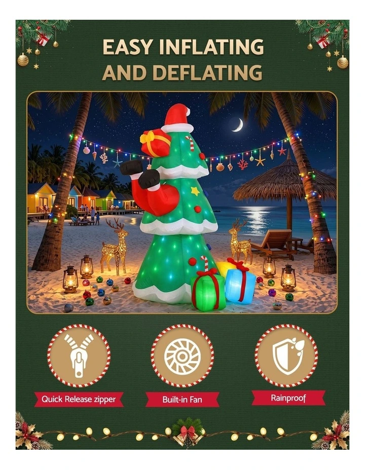 Jingle Jollys Christmas Inflatable Santa Tree 2.5M Height Flashing Light Decorations Illuminated image 5
