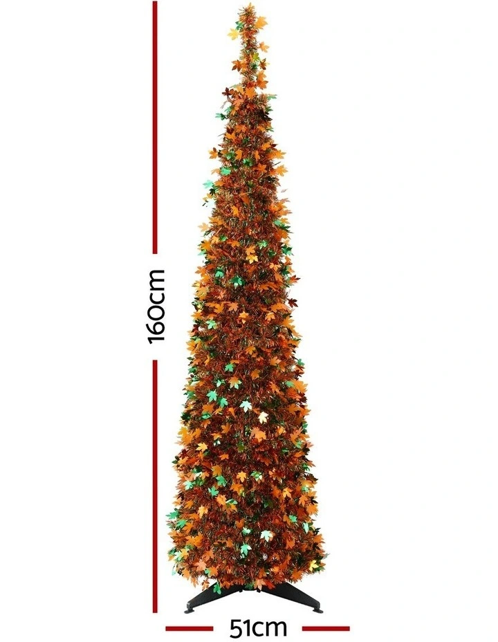 Jingle Jollys 160cm Pop Up Christmas Tree Artificial Christmas Tree Golden Maple Leaf image 2