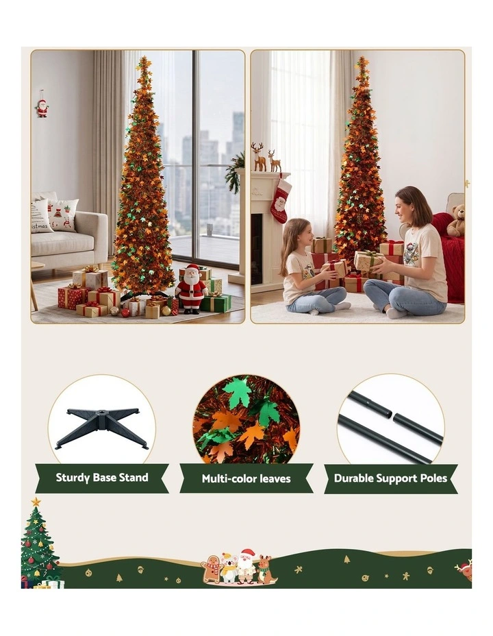 Jingle Jollys 160cm Pop Up Christmas Tree Artificial Christmas Tree Golden Maple Leaf image 3