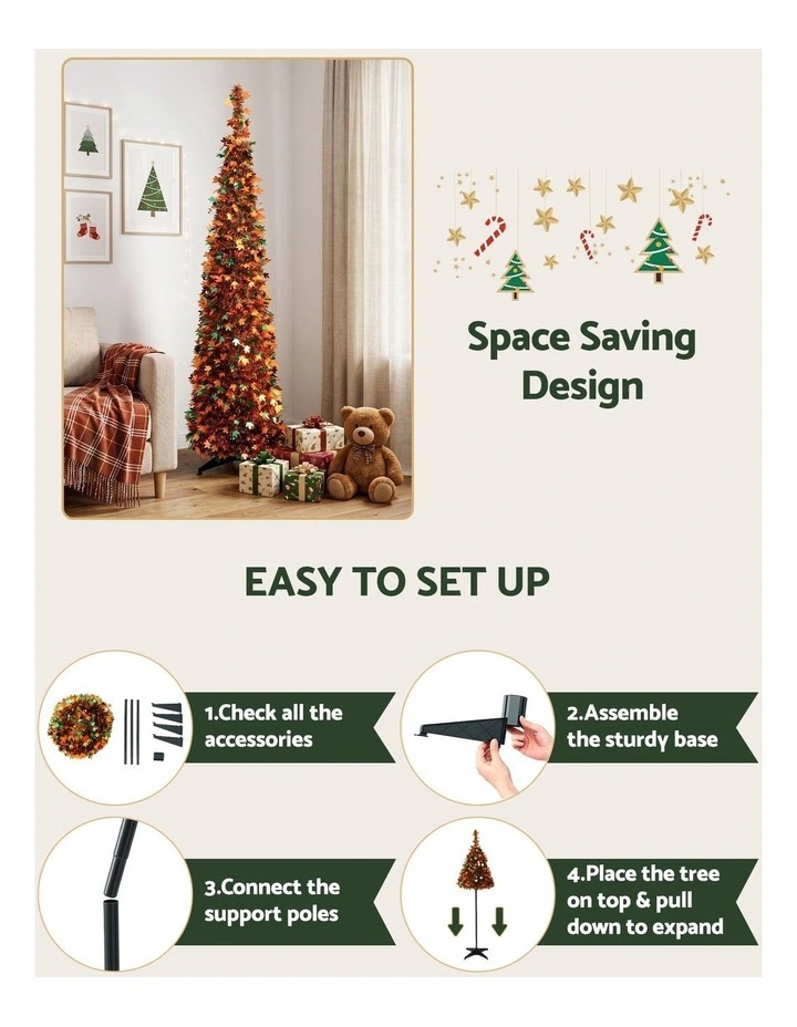 Jingle Jollys 160cm Pop Up Christmas Tree Artificial Christmas Tree Golden Maple Leaf image 4