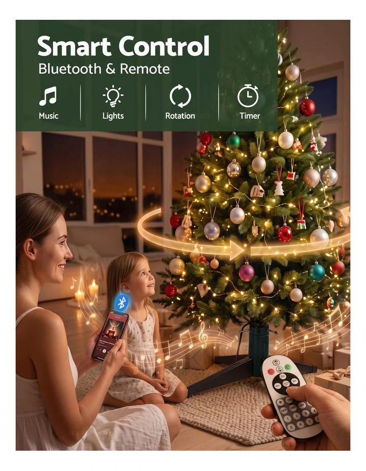 Jingle Jollys Christmas Tree Stand 360 Rotating for Xmas Tree Up to 2.7M with Remote Control image 4
