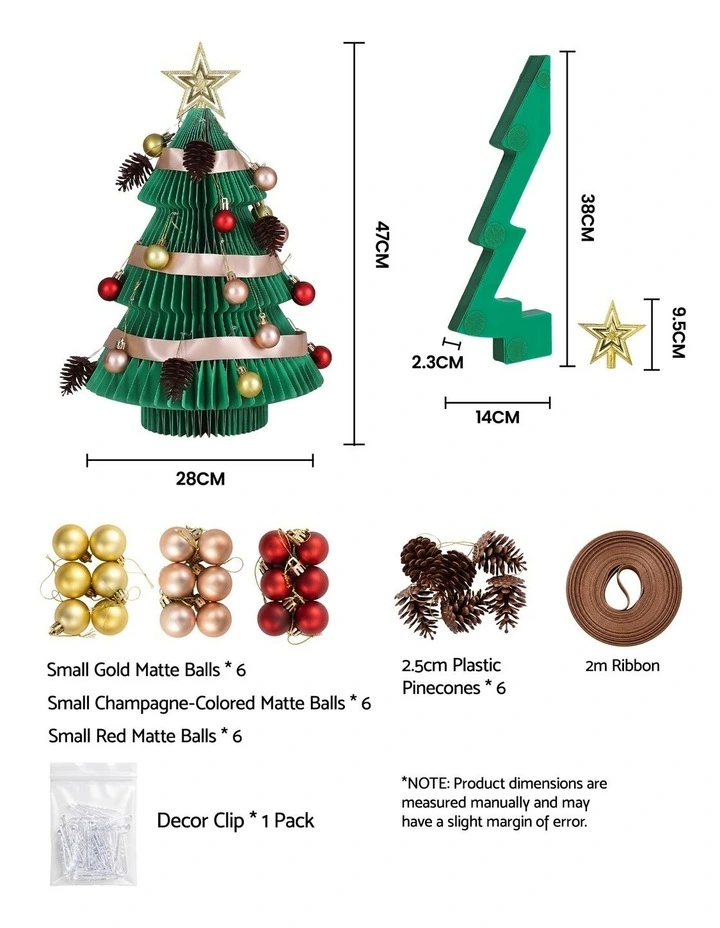 Jingle Jollys Paper Christmas Tree 47CM w/ Star Topper Xmas Decor Tabletop Green DIY Ornament Set image 2