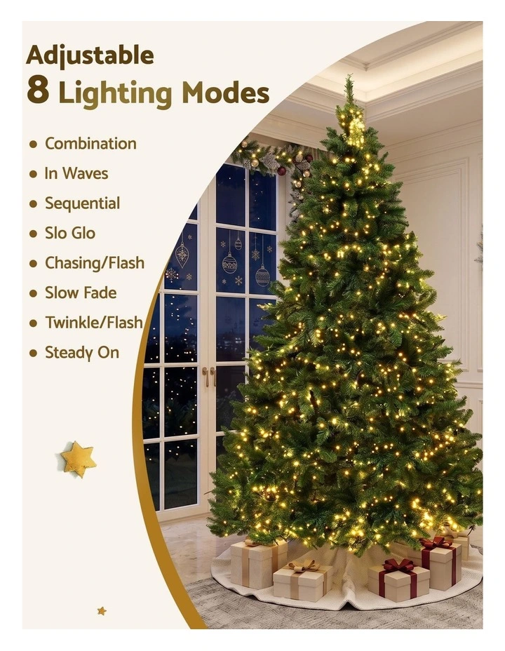 Jingle Jollys Christmas Tree 2.7m Xmas Tree Decorations 1800 LEDs 1831 Tips 8 Light Modes image 5