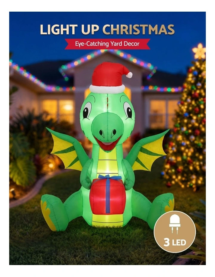 Jingle Jollys Christmas Inflatable Dragon 1.8M Height LED Outdoor Decorations Illuminated image 4