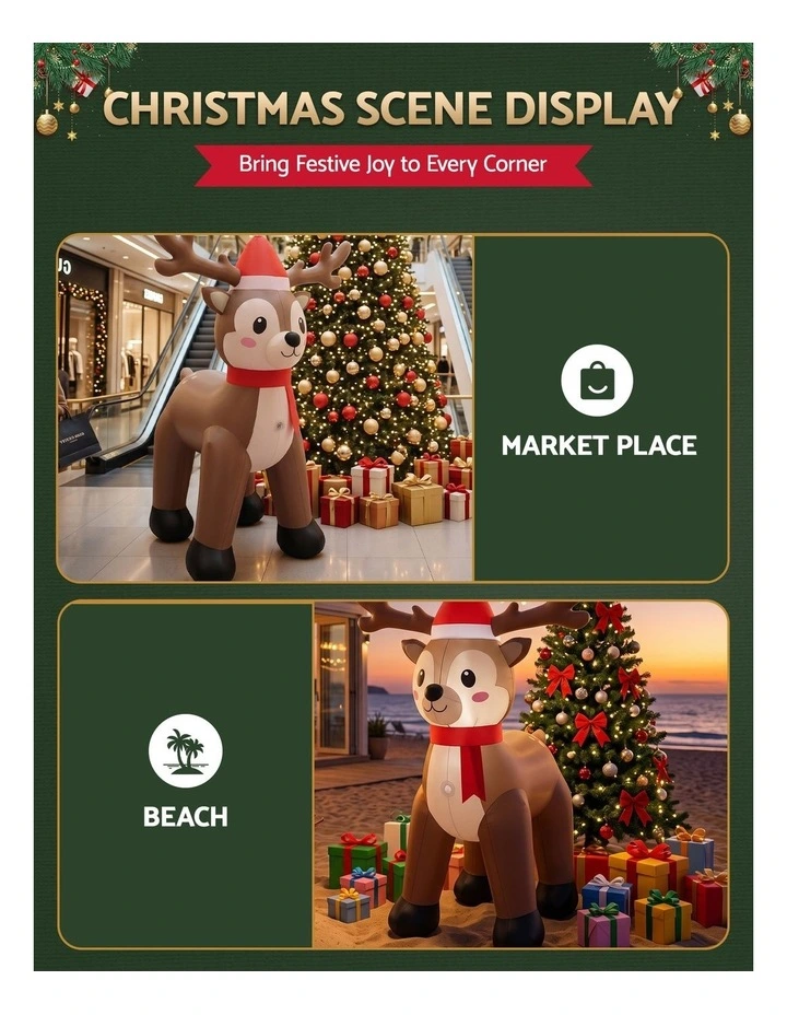 Jingle Jollys Christmas Inflatable Reindeer 2.5M Illuminated Decorations image 5