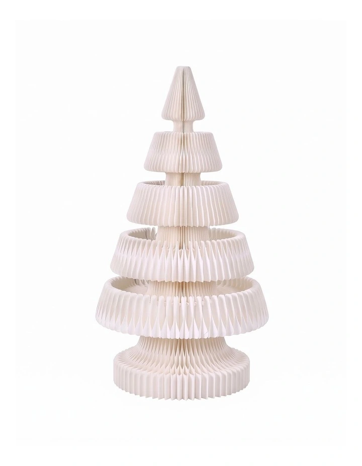 Jingle Jollys Paper Christmas Tree 114CM w/ Star Topper LEDs Xmas Decorations Kit Home Office White image 3