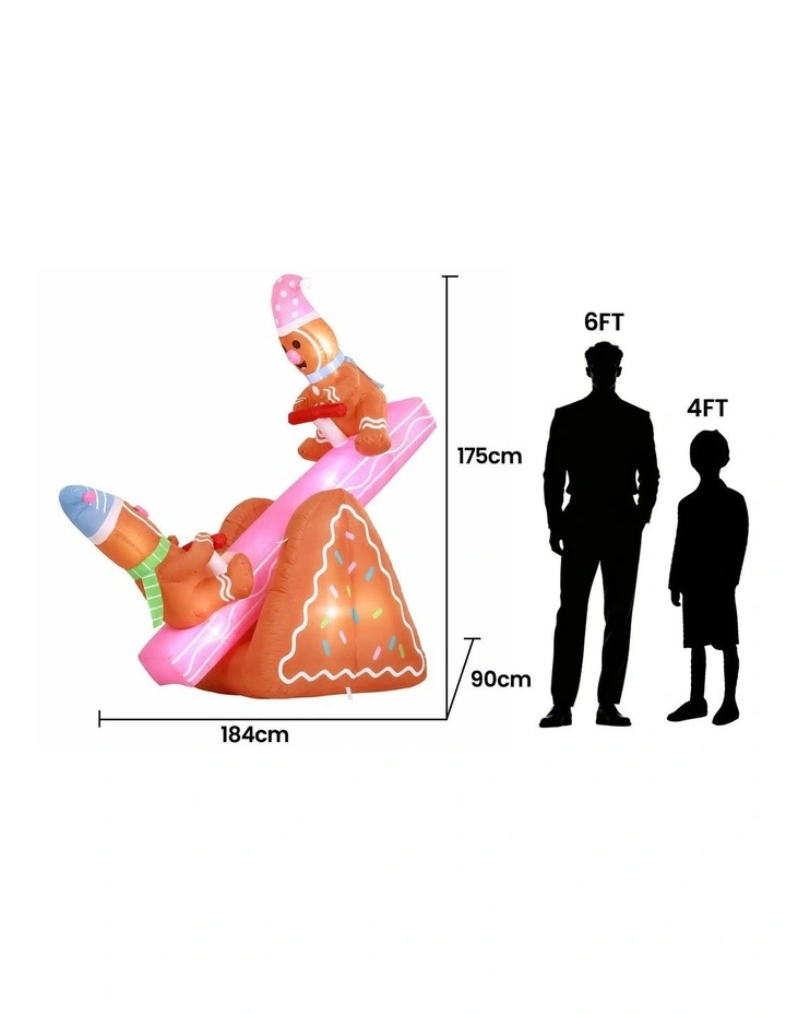 Jingle Jollys Christmas Inflatable Seesaw 1.8M Height LED Outdoor Decorations Illuminated image 2