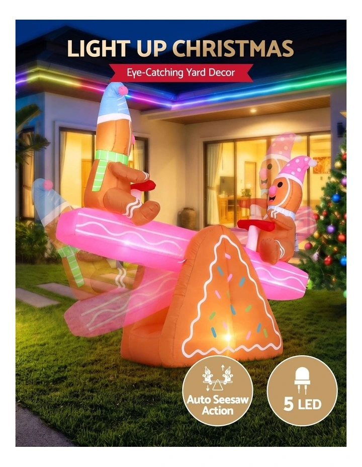 Jingle Jollys Christmas Inflatable Seesaw 1.8M Height LED Outdoor Decorations Illuminated image 4