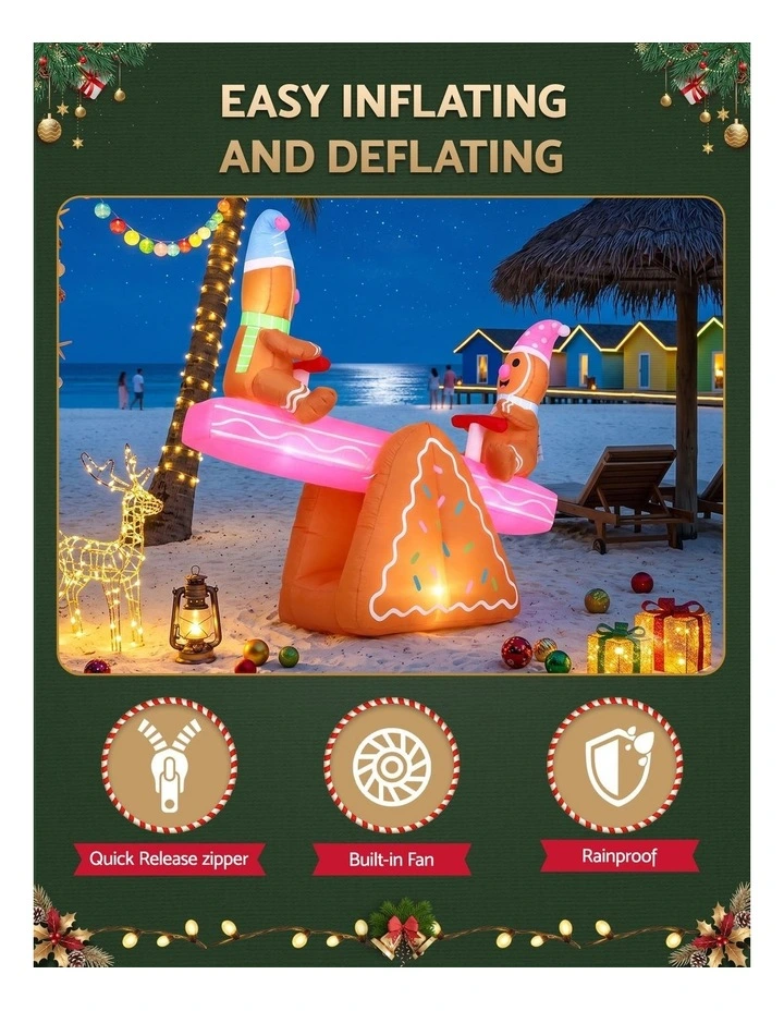Jingle Jollys Christmas Inflatable Seesaw 1.8M Height LED Outdoor Decorations Illuminated image 5