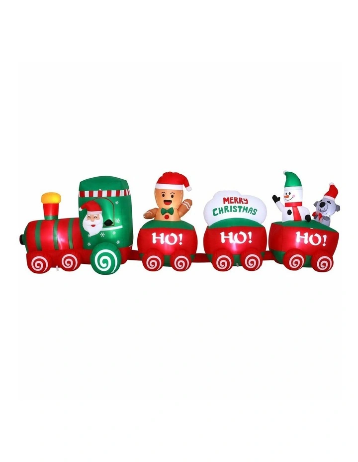 Jingle Jollys Christmas Inflatable Santa Train 3.6M Length LED Decorations Illuminated image 1