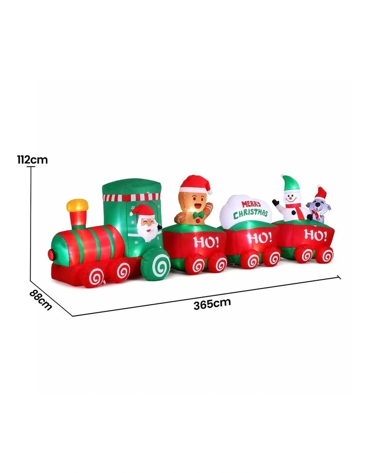 Jingle Jollys Christmas Inflatable Santa Train 3.6M Length LED Decorations Illuminated image 2